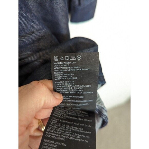 Club Monaco Ladore Tie Front Dress Women Size 4 Dark Blue Chambray Western Rodeo - Picture 12 of 12